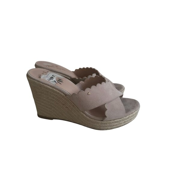 KATE SPADE Light Pink Suede Espadrille Wedges Size 8.5 - Picture 2 of 11